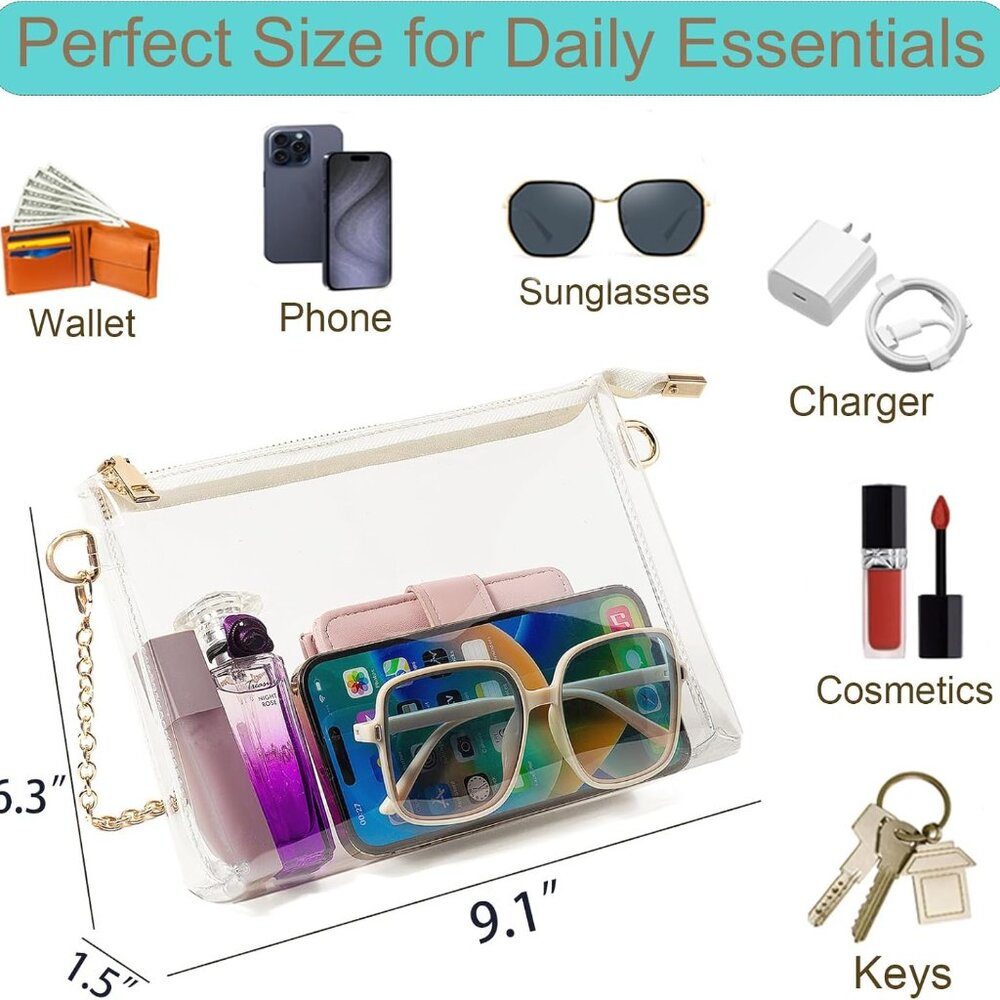 Transparent Gold Chain Small Clear Crossbody Bag … - image 3